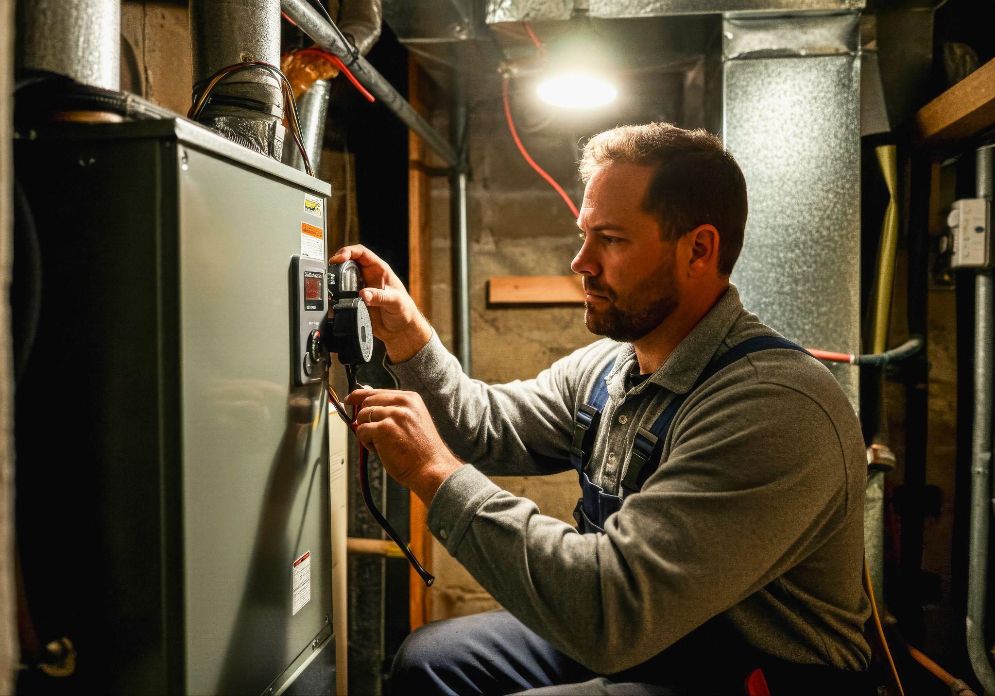 How Much Do Furnace Repairs Cost in San Antonio? (2026 Pricing Guide) 1 Technician inspecting furnace components